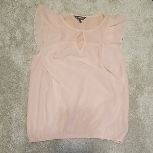 Express Light Pink Flutter Sleeve Blouse